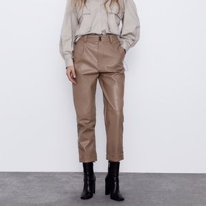 NWT faux leather camel pants